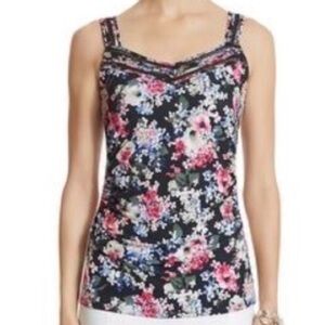 White House Black Market Floral Black Sleeveless Top